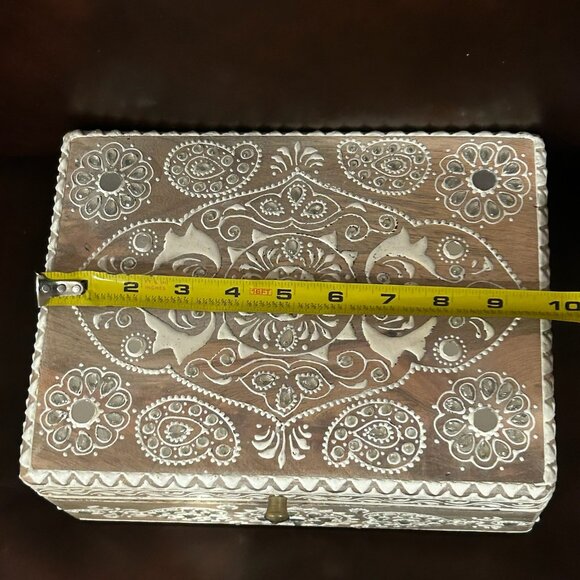 NWT Vintage Large Wooden Hand Carved Ornate Indian Keepsake Box - Picture 4 of 7